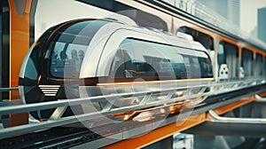 Futuristic Autonomous Train at Station