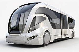 Futuristic Autonomus Mobility City Bus Isolated On White - Generative AI photo