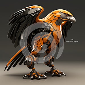 Futuristic Avian-themed Animal With Orange And Black Parts