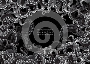 Futuristic background with black and white tentacles of an octopus frame photo