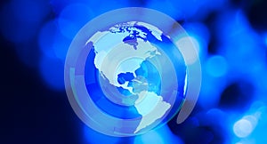 Futuristic background dark blue world globe