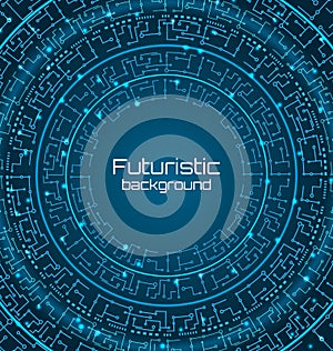 Futuristic Background, Digital Template, Techno Pattern Blue
