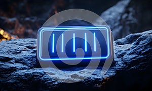 Neon Glowing Bars on Rock