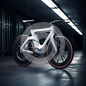 Futuristic Bike Prototype: Minimalist, White, Industrial Design