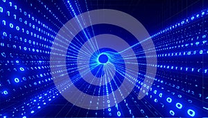 Futuristic Binary Code Data Tunnel