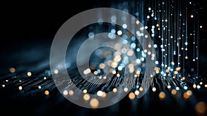 Futuristic Binary Code Pixel Light Pattern, Abstract digital background with glowing data and code elements