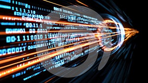 Futuristic Binary Code Stream, Digital Data Flow