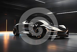 Futuristic black sport car wallpaper, car background, automotive banner with copy space text