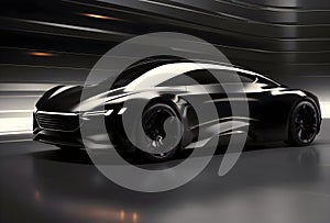 Futuristic black sport car wallpaper, car background, automotive banner with copy space text