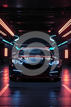Futuristic black sport car wallpaper, car background, automotive banner with copy space text