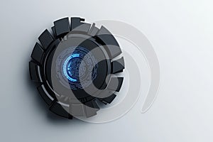 Futuristic black tech gadget on white background