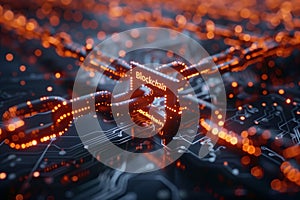 futuristic blockchain concept, internet, transactions and secure communications