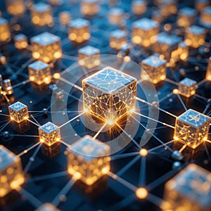 A futuristic blockchain network visualization