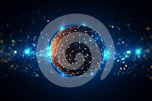 Futuristic Blockchain Technology With World Globe And Polygon Network