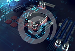 Futuristic blue circuit board background illustration