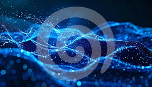 Futuristic Blue Data Stream Waves