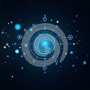 Futuristic blue digital interface with circular hud elements