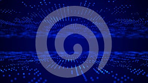 Futuristic blue dots background. Science background. Big data visualization. 3d rendering