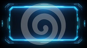 Futuristic Blue Neon HUD Frame with Digital Sci-Fi Interface Elements