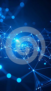 Futuristic Blue Plexus Network Connecting Data Points for Technology or Science