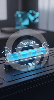 Futuristic Blue Progress Bar and Loading Indicator