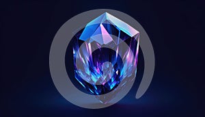 Futuristic blue purple crystal on navy background