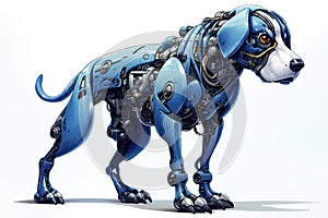 Futuristic Blue Robotic Canine - Sci-Fi Illustration