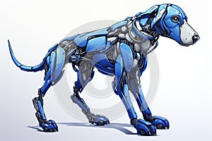 Futuristic Blue Robotic Canine - Sci-Fi Illustration