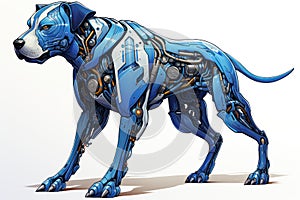 Futuristic Blue Robotic Canine - Sci-Fi Illustration