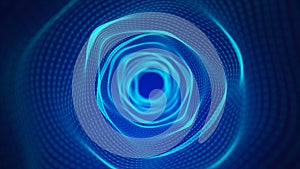 Futuristic blue technological tunnel. An abstract wormhole. Network connection. 3D rendering.