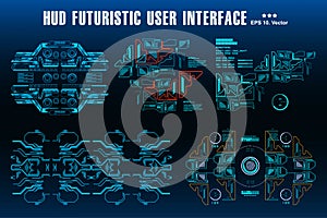 Futuristic blue virtual graphic touch user interface. HUD dashboard display virtual reality technology screen