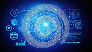 Futuristic Brain Interface with Data Visualization