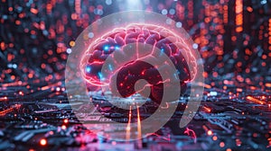 Futuristic brain interface with glowing connections - generative ai