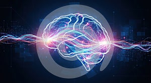 Futuristic Brain Power: Digital Neural Network Processing Data for Technology and Scientific Concepts.