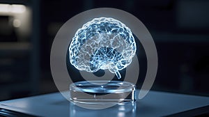 Futuristic Brain Visualization in Blue Neon Light