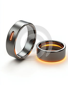 Futuristic Brushed Titanium Smart Ring