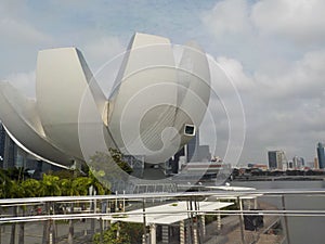 The futuristic building of the ArtScience Museum, Singapore