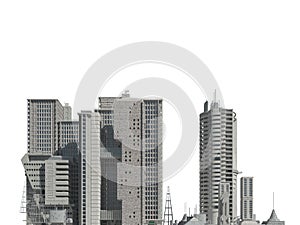 Futuristic buildings isolated on white background 3D Illustration