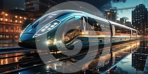 futuristic bullet train, fast transportation concept. Generative AI