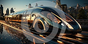 futuristic bullet train, fast transportation concept. Generative AI