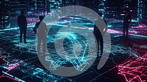 Futuristic Business Infrastructure with Stylized Data Visualization Generative AI