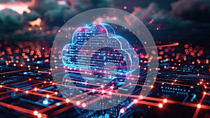 Futuristic Business Network: AI, Cloud Computing, Data Storage & Networking for Efficient Data Transmission & Backup
