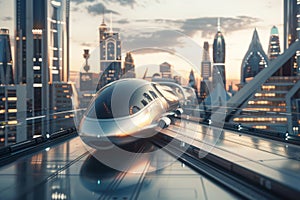 Futuristic business travel with hyperloop transportation system