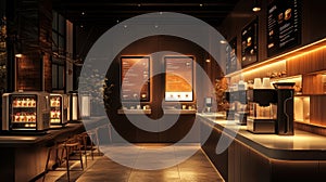 Modern Coffee Shop Interior Design: Evening Ambiance photo