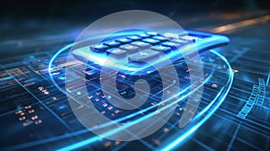 Futuristic Calculator on Digital Interface