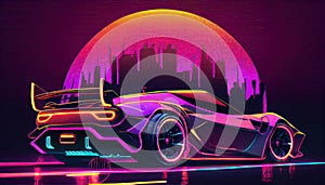 Futuristic car, cyberpabk style illustration, non existent design