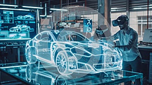 The futuristic car design project. AI generated