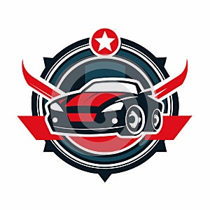 A futuristic car with wings and a star on top, ready to take off, Generate a clean and modern logo for an auto repair garage