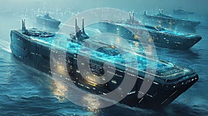 Futuristic Cargo Container Ships Utilizing Technology