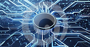 Futuristic Central Processing Unit Concept with Glowing Circuit Lines Generative AI